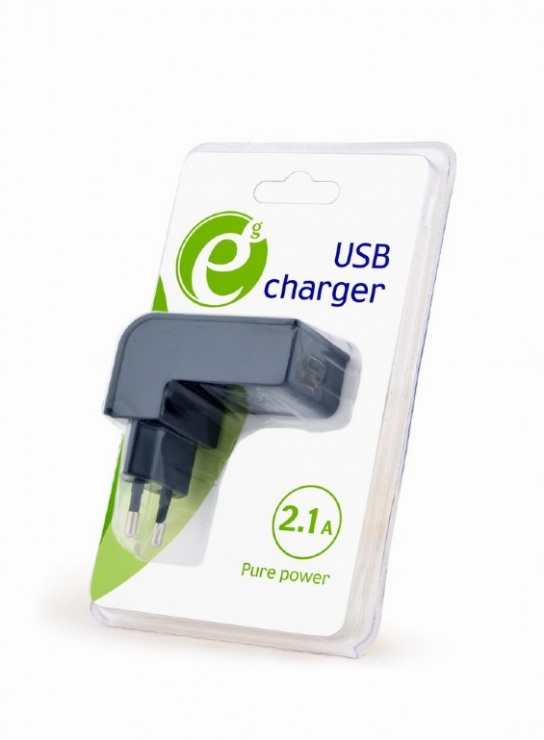 Imagine Incarcator priza 2 x USB 2.1A Negru, Gembird EG-UC2A-02
