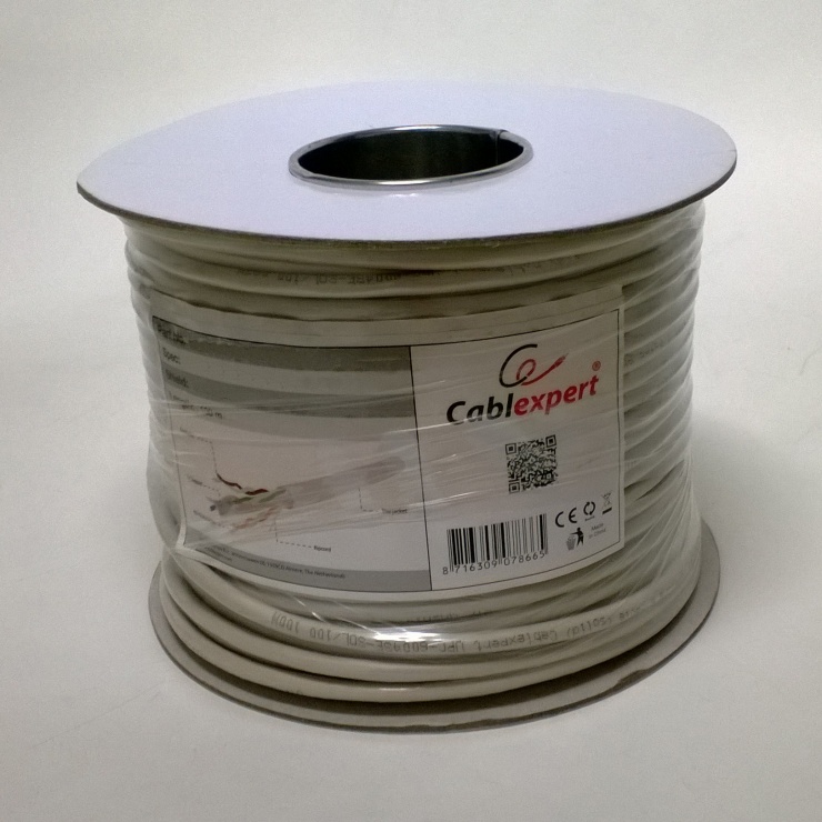 Imagine Rola cablu de retea CAT6 FTP premium CCA fir solid 100m, Gembird FPC-6004-SOL/100