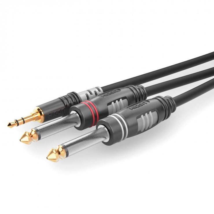 Imagine Cablu audio jack stereo 3.5mm la 2 x jack mono 6.35 T-T 1.5m, HBA-3S62-0150