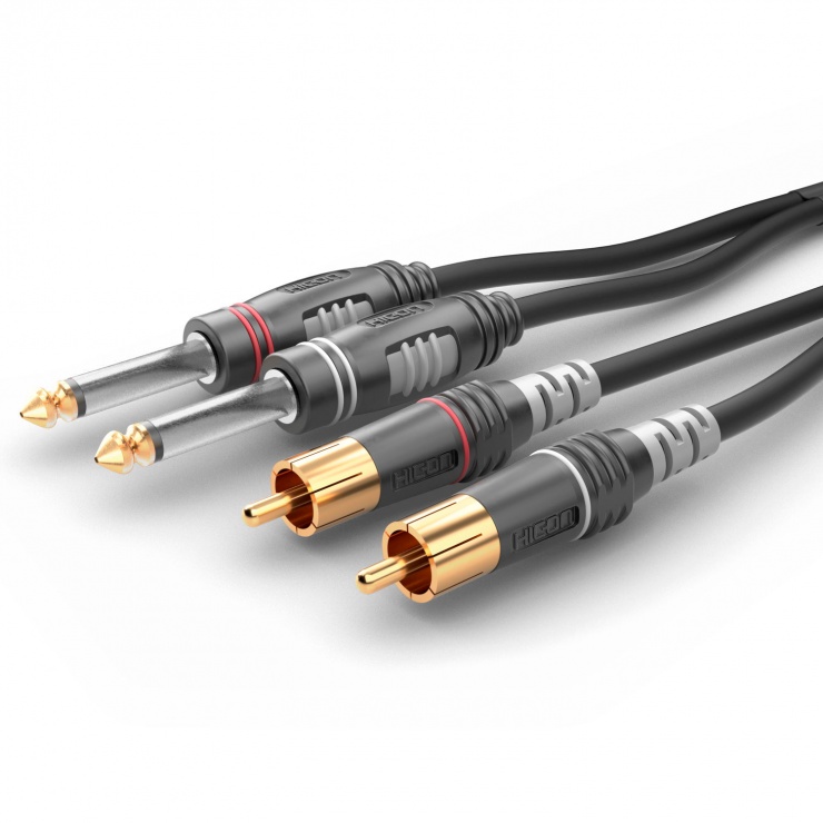 Imagine Cablu audio 2 x RCA la 2 x jack mono 6.35mm T-T 1.5m, HBA-62C2-0150
