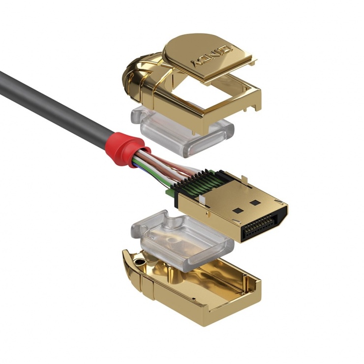 Imagine Cablu Displayport 8K UHD (DP certificat) v1.4 T-T Gold Line 0.5m, Lindy L36290