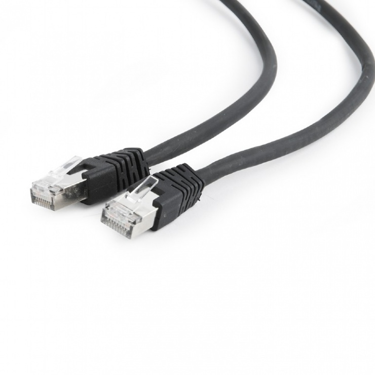 Imagine Cablu de retea RJ45 SFTP cat 6A LSOH 0.5m Negru, Gembird PP6A-LSZHCU-BK-0.5M