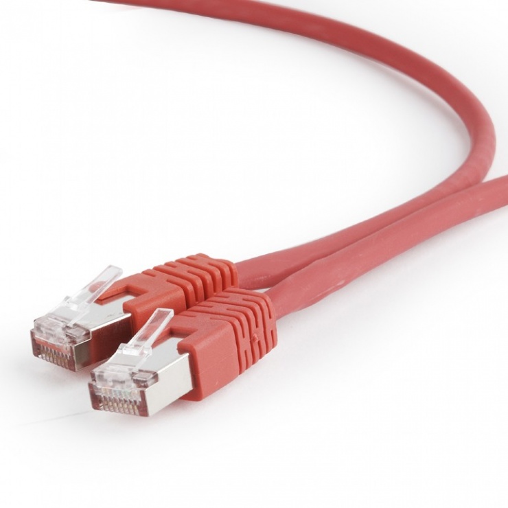 Imagine Cablu de retea RJ45 SFTP cat 6A LSOH 0.5m Rosu, Gembird PP6A-LSZHCU-R-0.5M