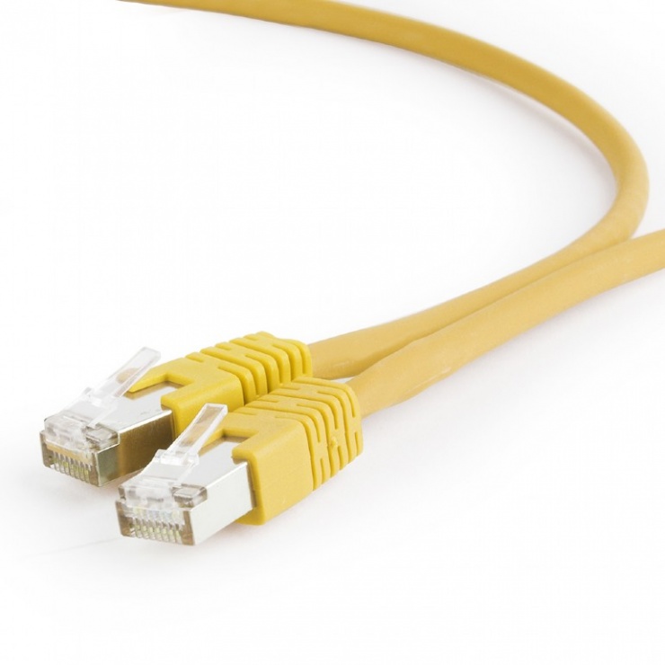 Imagine Cablu de retea RJ45 SFTP cat 6A LSOH 0.25m Galben, Gembird PP6A-LSZHCU-Y-0.25M