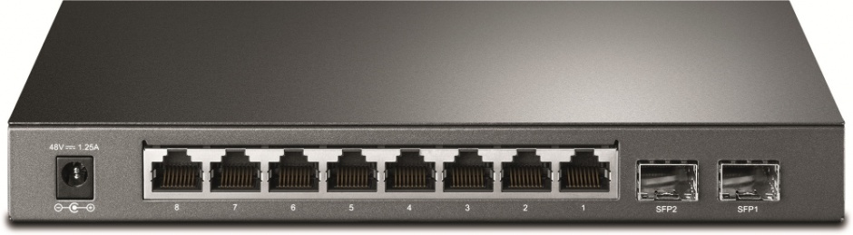 Imagine Switch JetStream 8 porturi Gigabit Smart PoE cu 2 SFP, TP-LINK T1500G-10PS(TL-SG2210P) 