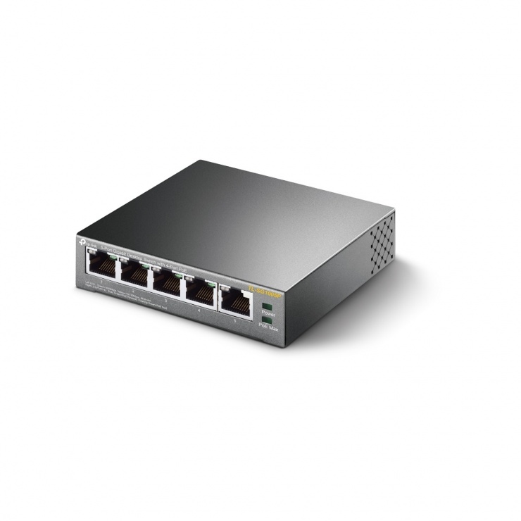 Imagine Switch 5 porturi Gigabit cu 4 porturi PoE, TP-LINK TL-SG1005P