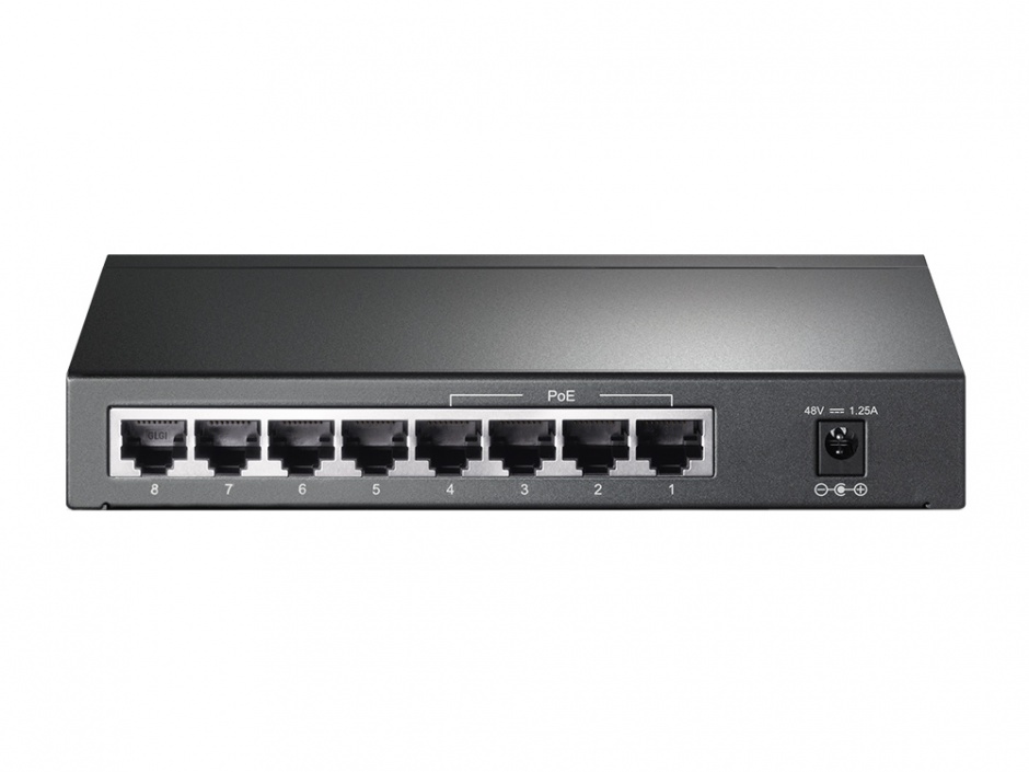 Imagine PoE (Power Over Ethernet) Switch 8 Porturi 10/100M (4 porturi PoE). Gigabit, carcasa metal TL-SG1008