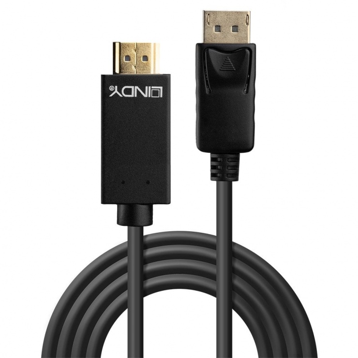 Imagine Cablu Displayport la HDMI 4K 3m T-T Negru, Lindy L36923