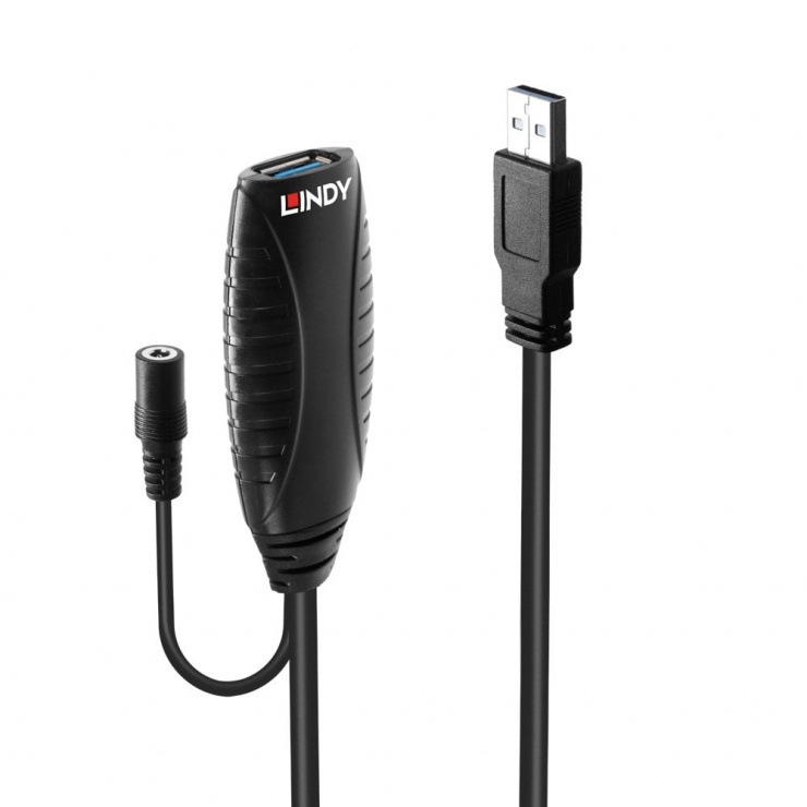 Imagine Cablu prelungitor activ USB 3.0 T-M 15m Negru, Lindy L43099