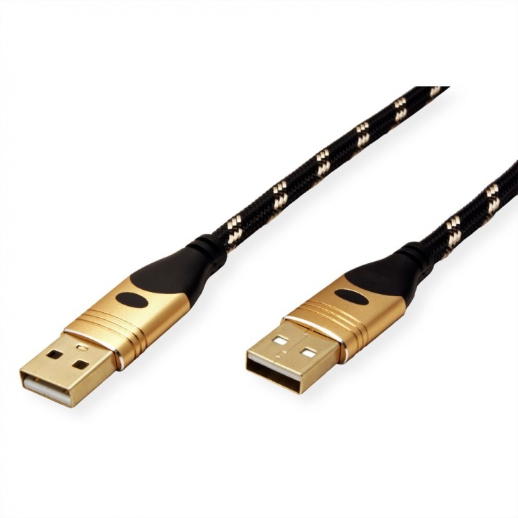 Imagine Cablu USB 2.0-A GOLD T-T 1.8m, Roline 11.02.8912