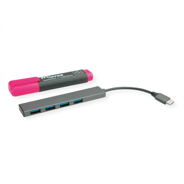 Imagine HUB ultra slim USB 3.2 Gen 1-C la 4 x USB-A, Roline 14.02.5052
