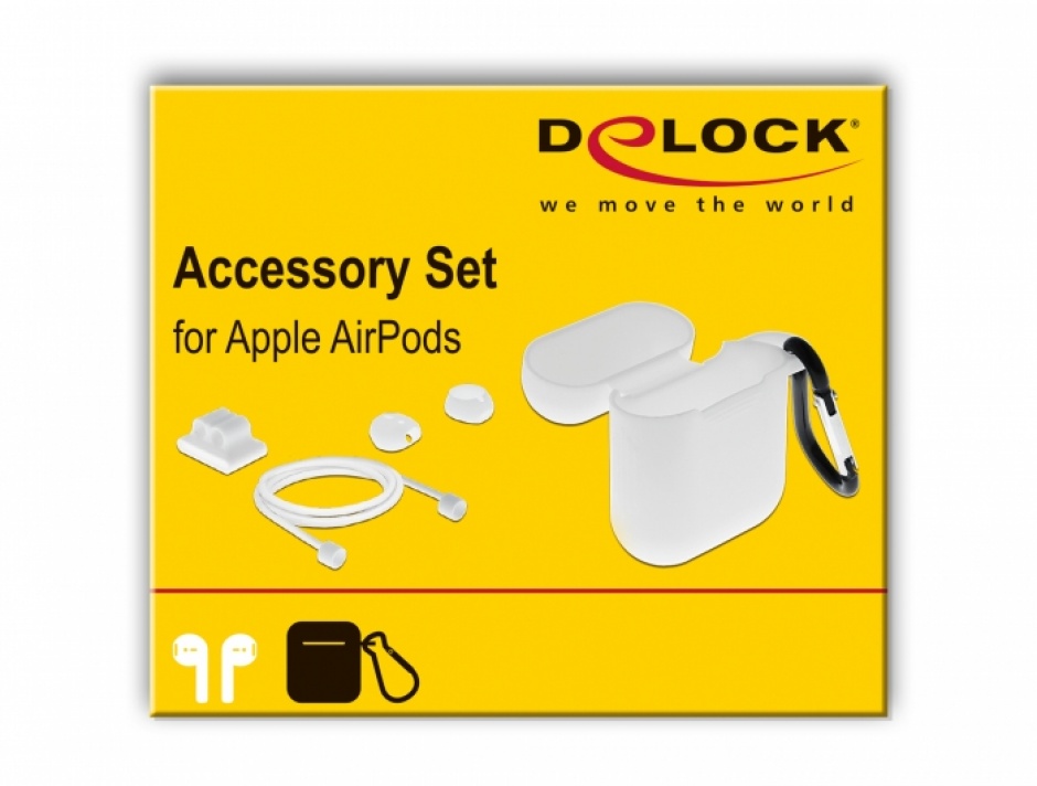 Imagine Set de accesorii pentru Apple AirPods alb, Delock 18351