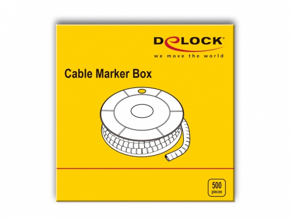 Imagine Set 500 bucati marcatoare cablu cifra 1 Galben, Delock 18355