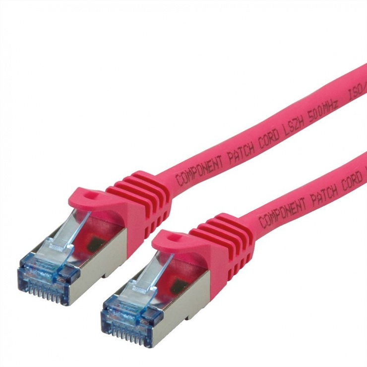 Imagine Cablu de retea S/FTP Cat.6A, Component Level, LSOH roz 10m, Roline 21.15.2897