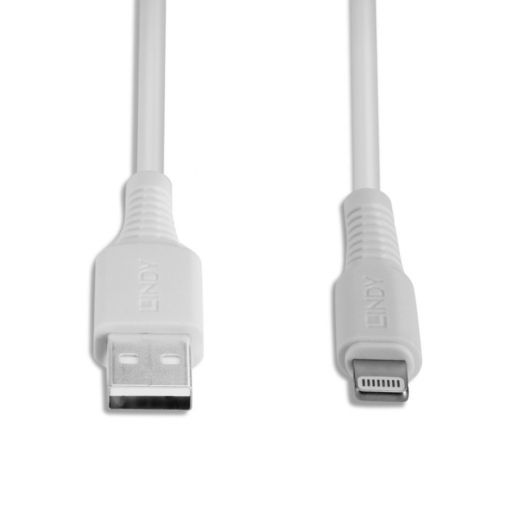 Imagine Cablu date si incarcare USB la Lightning MFI 1m Alb, Lindy L31326