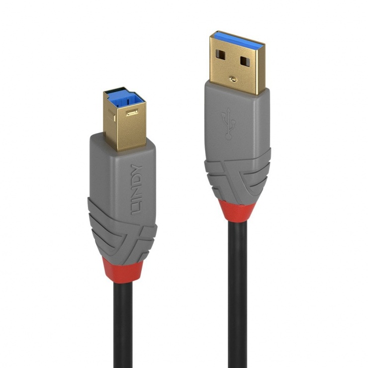 Imagine Cablu Anthra Line USB 3.0-A la USB-B 2m, Lindy L36742