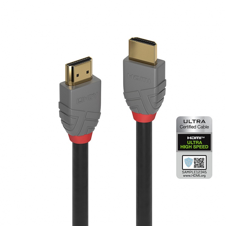 Imagine Cablu certificat Ultra High Speed HDMI 10K@120Hz Anthra Line T-T 2m, Lindy L36953