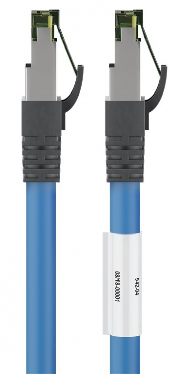 Imagine Cablu de retea CAT 8.1 S/FTP (PiMF) 0.5m Blue, Goobay G45658