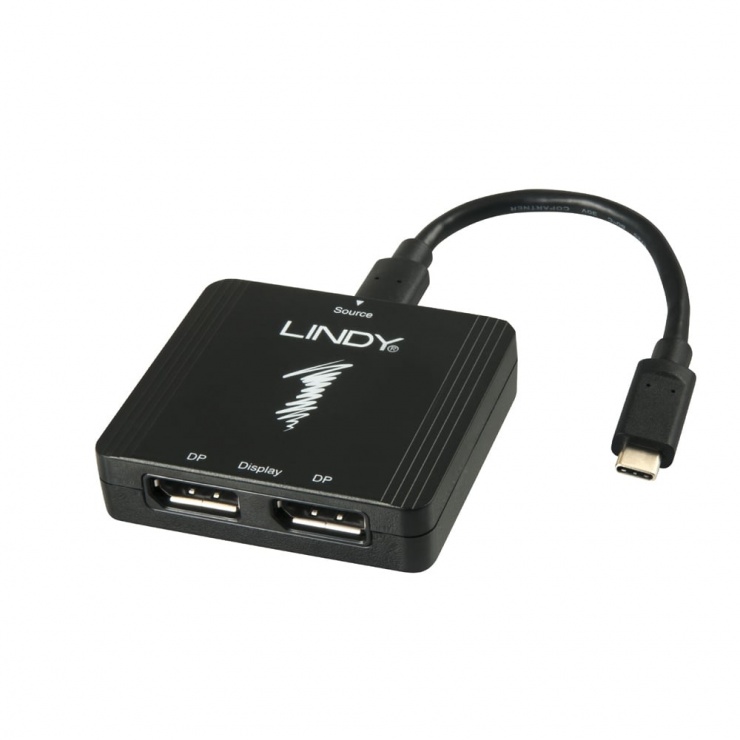 Imagine Adaptor USB type C la 2 x Displayport MST, Lindy L43232