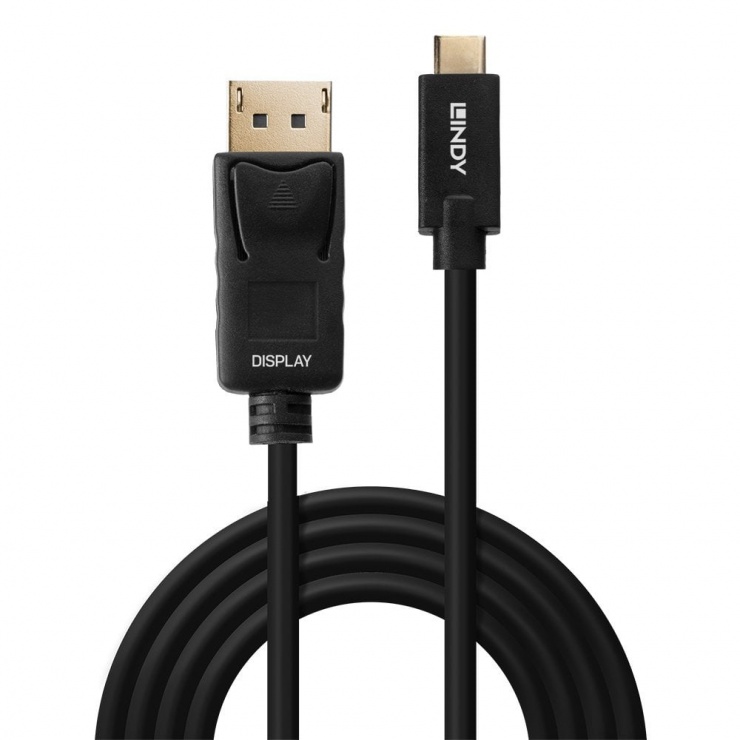 Imagine Cablu USB Type C la Displayport 4K60Hz cu HDR T-T 5m, Lindy L43305