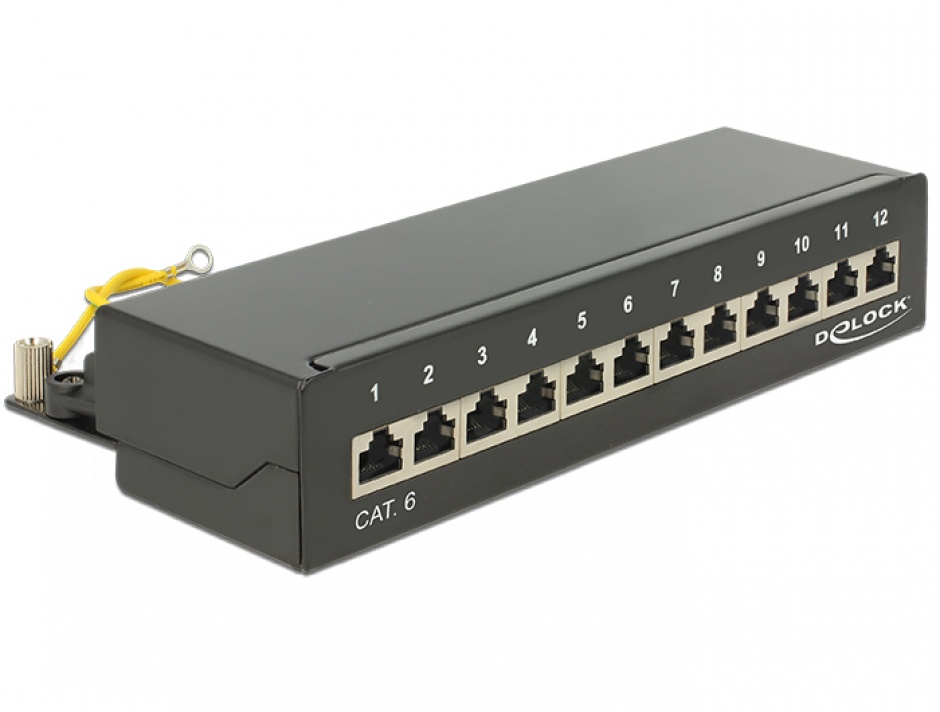 Imagine Patch panel 12 porturi Cat.6 FTP Negru, Delock 87296
