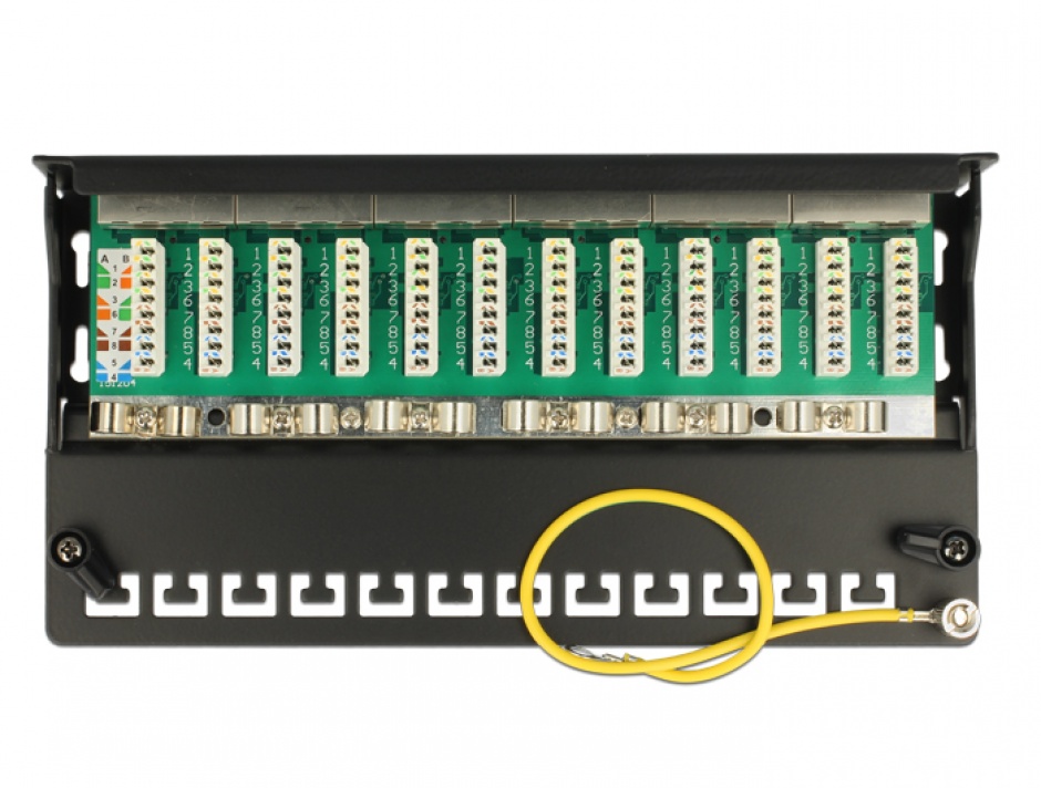 Imagine Patch panel 12 porturi Cat.6 FTP Negru, Delock 87296