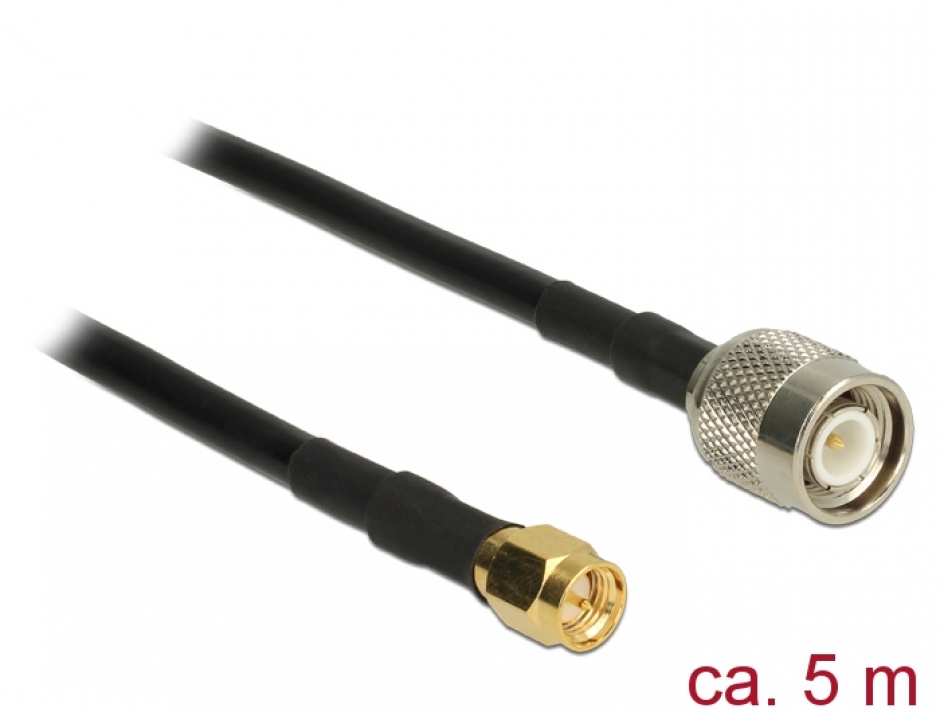Imagine Cablu TNC Plug la SMA Plug CFD200 5m low loss, Delock 89505