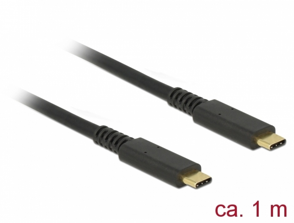 Imagine Cablu coaxial USB 3.1 Gen 2 (10 Gbps) type C la type C PD 3A E-Marker T-T 1m, Delock 85207