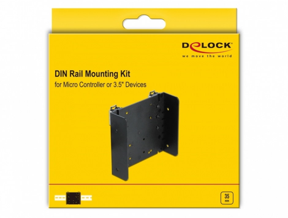 Imagine Set de montare pe sina DIN pentru microcontroler sau dispozitive de 3.5", Delock 66292