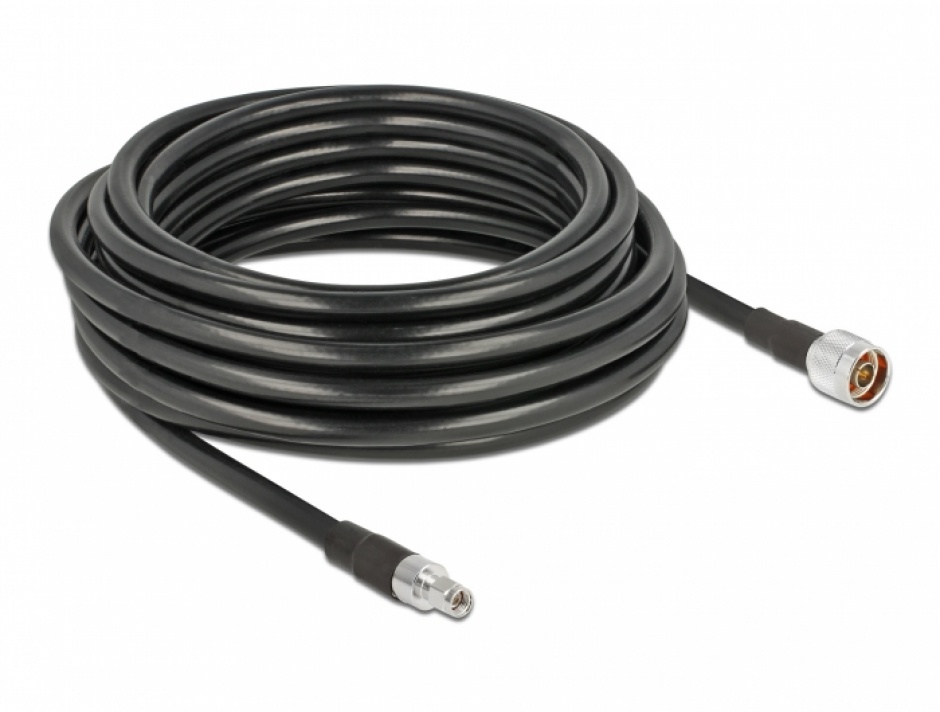 Imagine Cablu antena N plug la RP-SMA plug CFD400 LLC400 10m low loss, Delock 13028