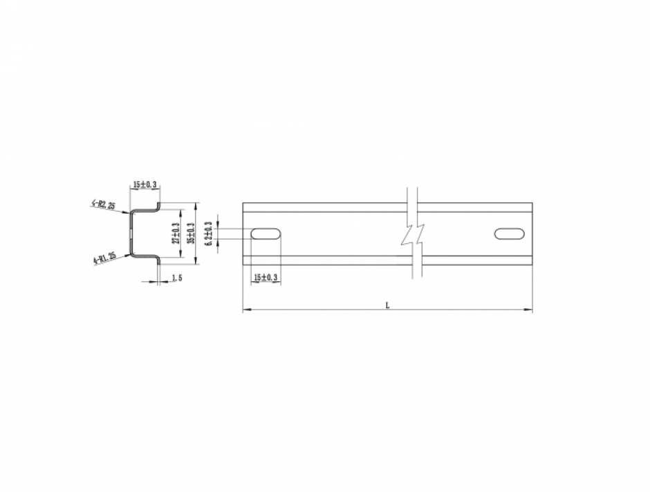 Imagine Sina DIN din aluminiu 35 x 15 mm (100 cm), Delock 66181