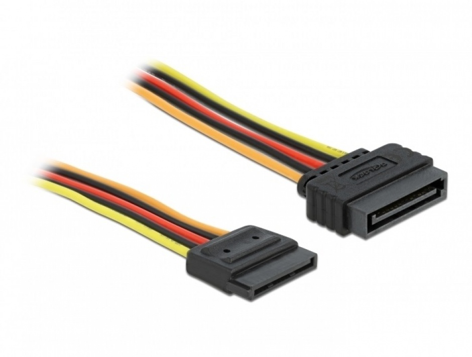 Imagine Cablu prelungitor alimentare SATA 15 pini 50cm, Delock 60132