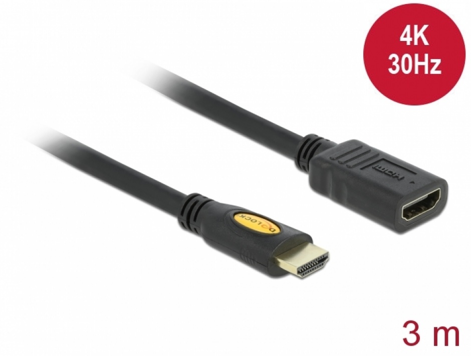 Imagine Cablu prelungitor HDMI 4K 1.4 T - M 3M, Delock 83081