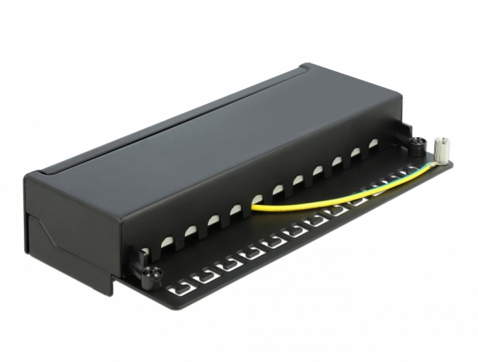 Imagine Patch panel 12 porturi Cat.6A FTP Negru, Delock 87676