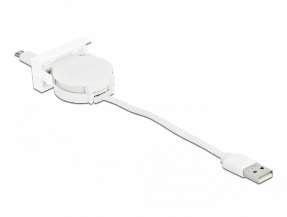 Imagine Cablu micro USB-B 2.0 la USB-A retractabil pentru modul Easy 45, Delock 81319
