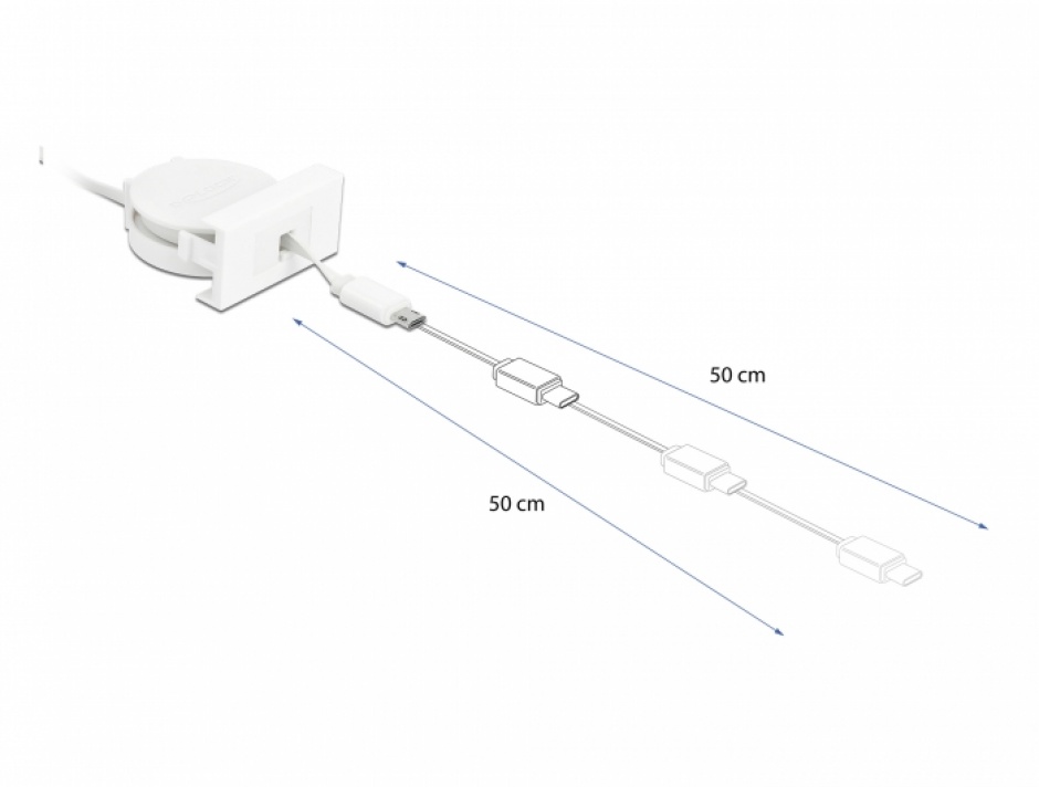 Imagine Cablu micro USB-B 2.0 la USB-A retractabil pentru modul Easy 45, Delock 81319
