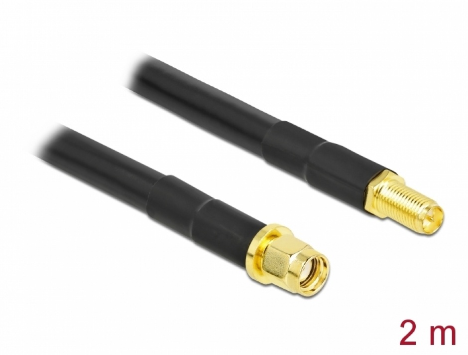 Imagine Cablu prelungitor RP-SMA LMR/CFD300 T-M 2m low loss, Delock 90464
