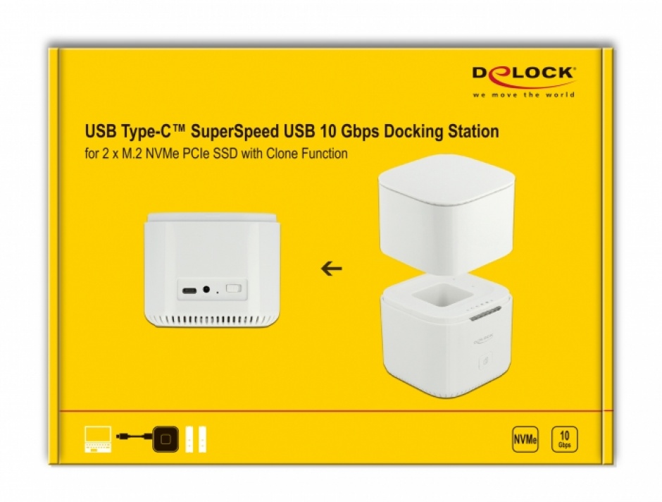 Imagine Docking station USB 3.2-C Gen 2 pentru 2 x M.2 NVMe PCIe SSD cu functie de clona, Delock 63331