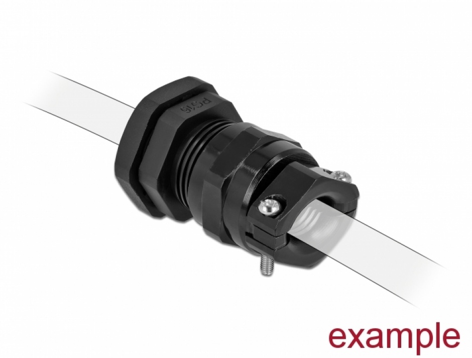 Imagine Garnitura de etansare a cablului PG13,5 cu protectie uzura/indoire Negru, Delock 60355