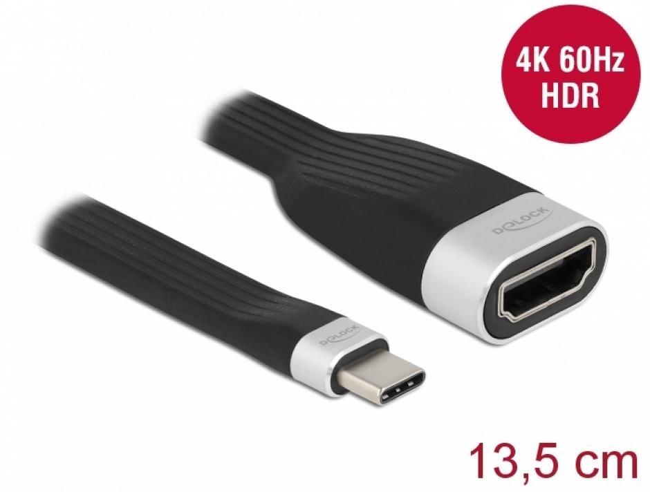 Imagine Adaptor USB type C la HDMI (DP Alt Mode) 4K60Hz HDR T-M 13cm, Delock 86729