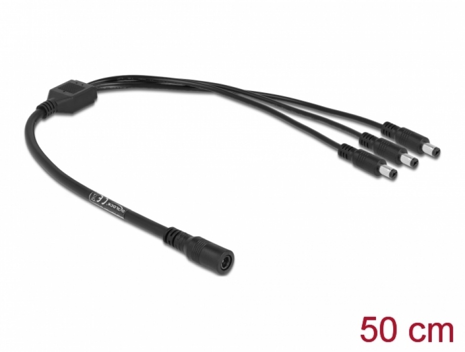 Imagine Cablu de alimentare 1 x 5.5 x 2.1 mm la 3 x 5.5 x 2.1 mm T-M, Delock 83021