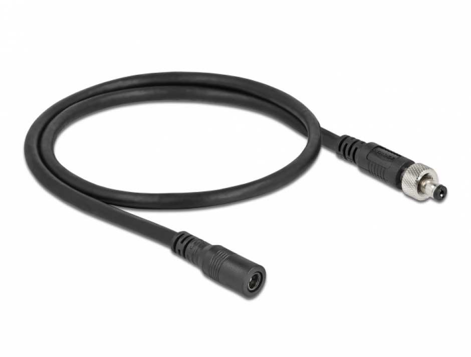 Imagine Cablu prelungitor DC 5.5 x 2.1 mm insurubabil T-M 0.5m, Delock 86570