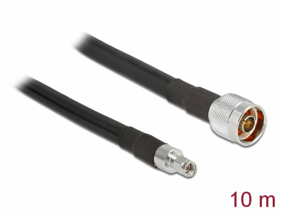 Imagine Cablu antena N plug la RP-SMA plug CFD400 LLC400 10m low loss, Delock 13028