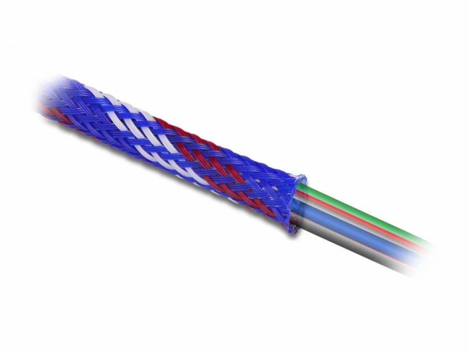 Imagine Organizator cabluri 2 m x 19 mm Albastru/Rosu/Alb, Delock 20746