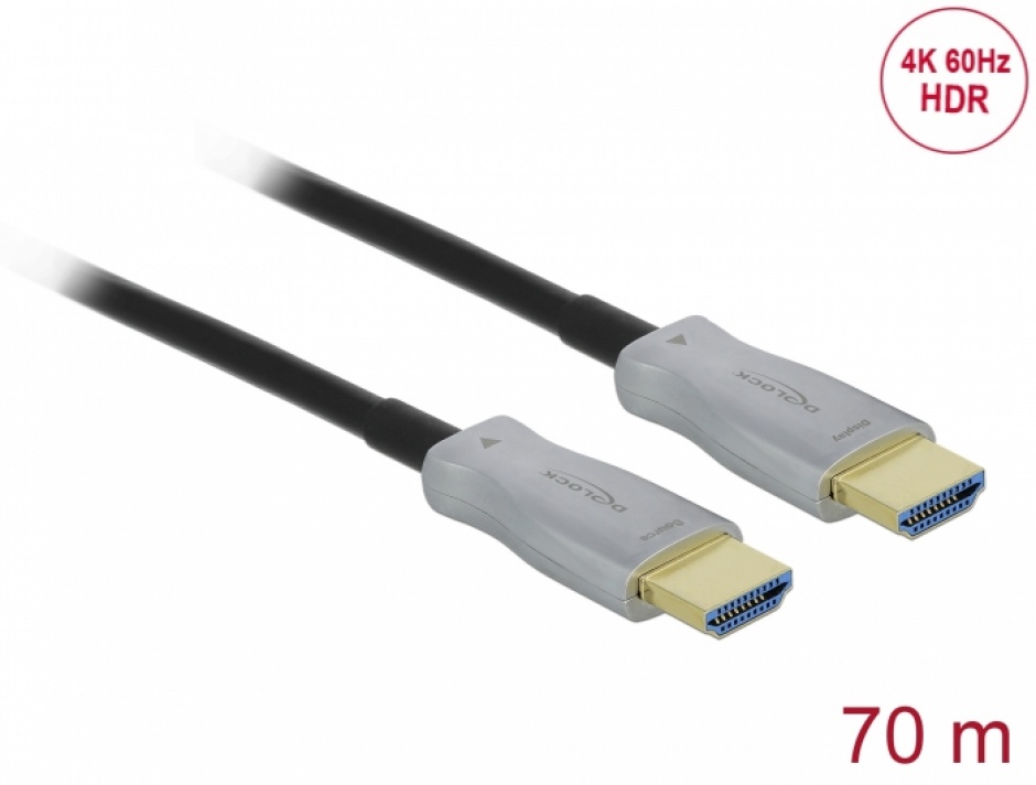 Imagine Cablu optic activ HDMI 4K60Hz HDR T-T 70m, Delock 84136