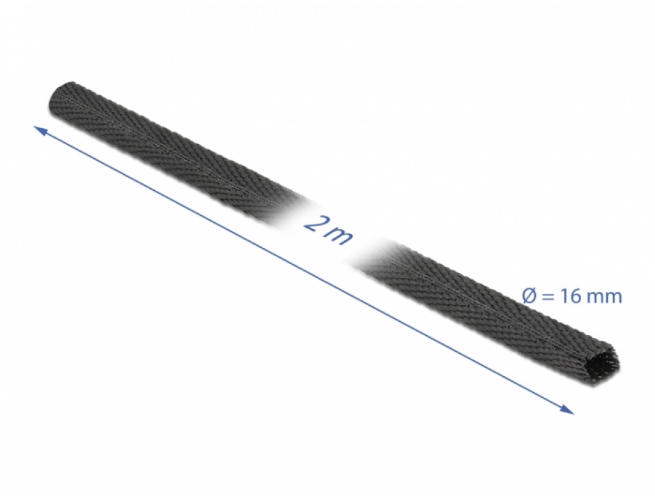 Imagine Tub termocontractabil 2 m x 16 mm raport 2:1 Negru, Delock 20793