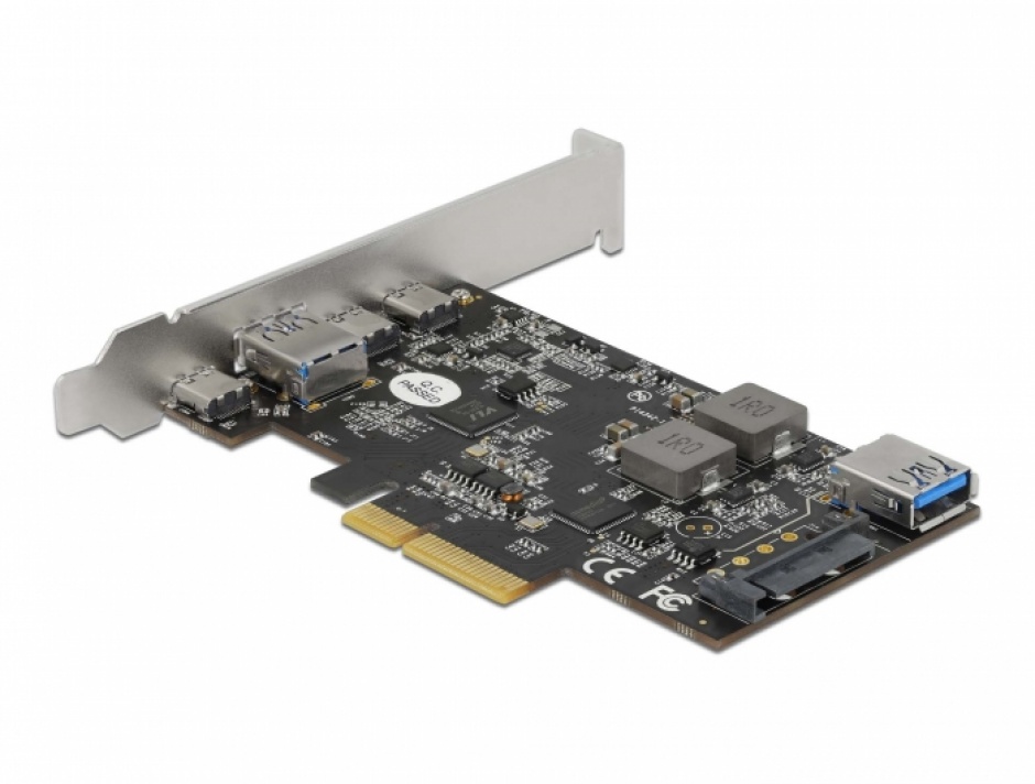 Imagine PCI Express cu 3 x USB 3.2 Gen 2-C + 2 x USB-A LPFF, Delock 90060