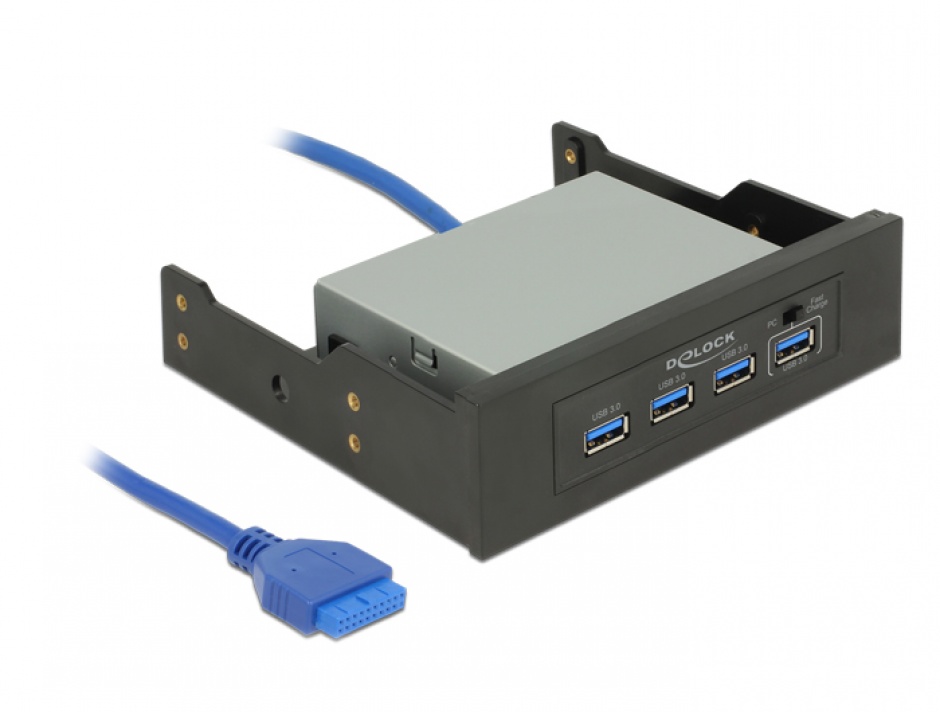 Imagine HUB 3.5"/5.25" cu 4 x USB 3.0-A, Delock 62903