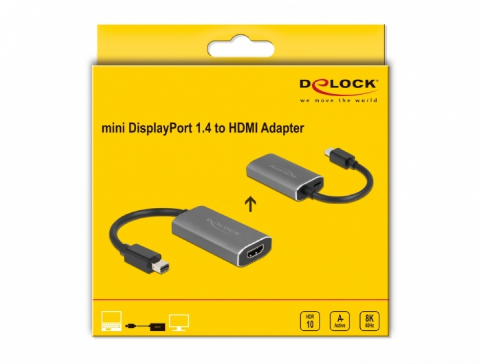 Imagine Adaptor mini DisplayPort 1.4 la HDMI 8K60Hz cu HDR T-M, Delock 63200