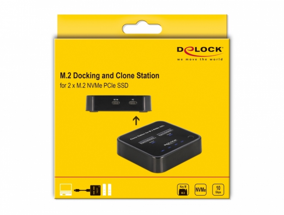 Imagine Docking station USB 3.2-C Gen 2 pentru 2 x M.2 NVMe PCIe SSD cu functie de clona, Delock 63329